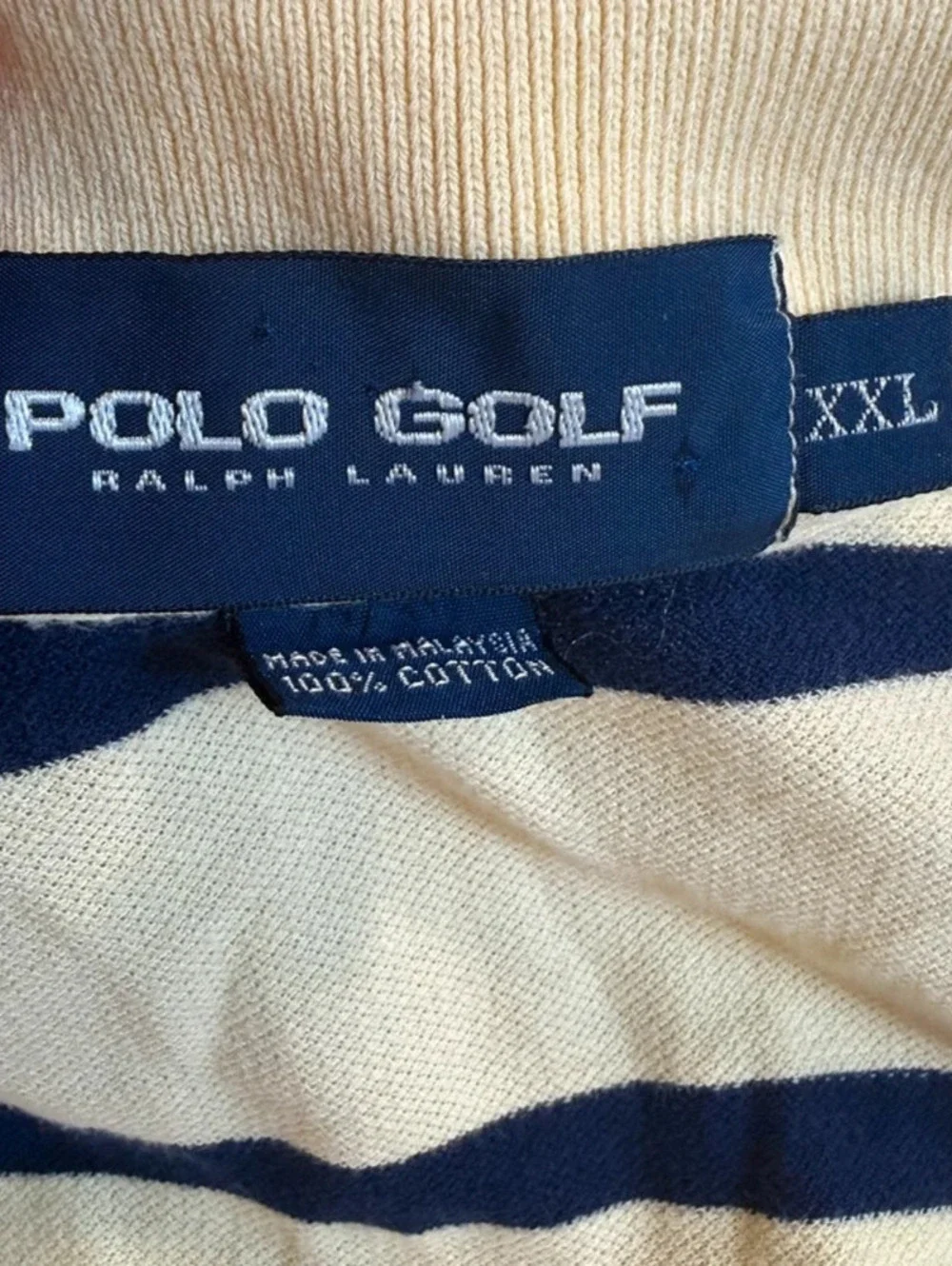 Vintage Polo Golf Ralph Lauren Striped Polo Shirt Yellow Navy Mens XXL Prep Y2K